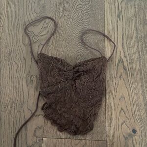 Shein Brown Textured Crop Top